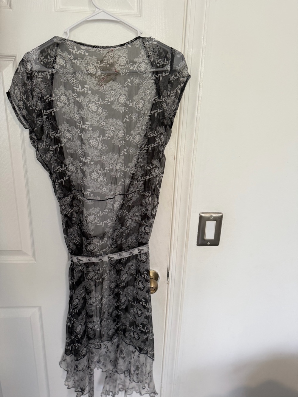 Sheer Floral Overlay Dress - Black